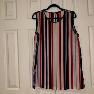 Vince  Camuto Sleeveless Tunic striped Blouse Sz L